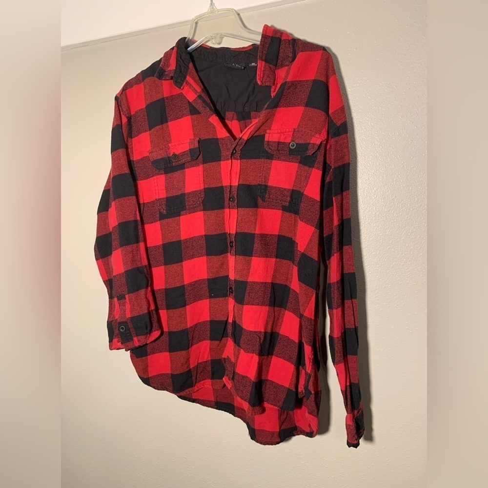 Burnside - red & black buffalo plaid Men's button-up shirt, 2XL